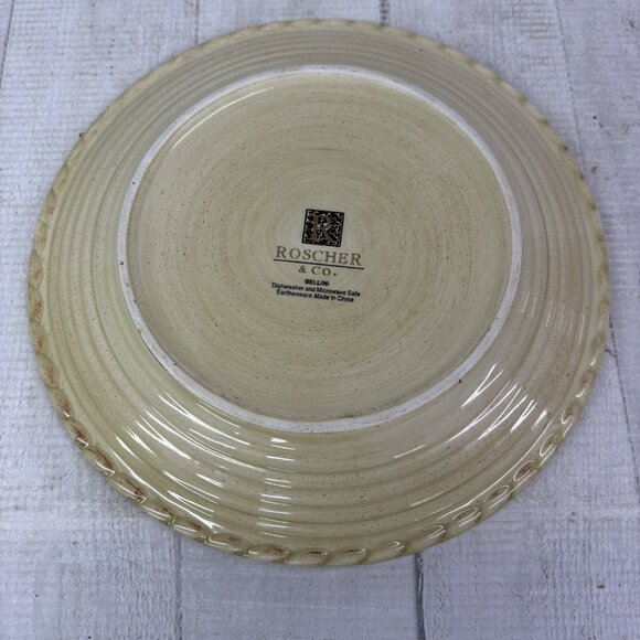 Roscher BELLINI CREAM Embossed Rope Ring Earthenware Lunch Salad Plates Set 3 - Picture 7 of 15